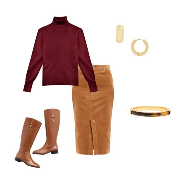 Talbots Corduroy A-Line Midi Skirt - Picture 6 of 15